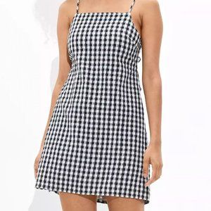 American Eagle Black and White Gingham Back Tie Mini Dress Size Medium